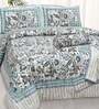 Blue Floral 210 TC Cotton 4 Pieces Bedding Set