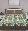 Blue Floral 210 TC Cotton Queen Sized Bed Sheets with 2 Pillow Covers