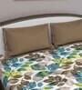 Blue Floral 210 TC Cotton Queen Sized Bed Sheets with 2 Pillow Covers