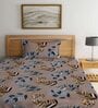 Blue Floral 210 TC Cotton Single Bed Sheet With 1 Pillow Cover