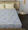 Blue Floral 210 TC Microfiber Double King Size Bedsheet With 2 Pillow Covers