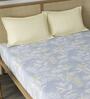 Blue Floral 210 TC Microfiber Double King Size Bedsheet With 2 Pillow Covers