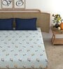 Blue Floral 210 TC Microfiber King Bedsheet With 2 Pillow Covers