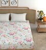 Blue Floral 210 TC Microfiber King Bedsheet With 2 Pillow Covers