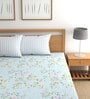 Blue Floral 210 TC Microfiber King Sized Bed Sheets with 2 Pillow Covers