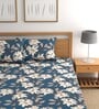 Blue Floral 210 TC Microfiber Queen Sized Bed Sheets with 2 Pillow Covers