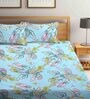 Blue Floral 210 TC Polycotton 1 Double Bedsheet with 2 Pillow Covers