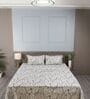 Off White Floral 210TC 100% Cotton Printed Flat Super King Bedsheet With 2 Pillow Covers