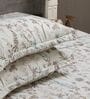 Off White Floral 210TC 100% Cotton Printed Flat Super King Bedsheet With 2 Pillow Covers