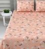 Pink Floral 220 Tc Cotton Super King Bedsheet With 2 Pillow Covers