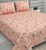 Pink Floral 220 Tc Cotton Super King Bedsheet With 2 Pillow Covers
