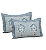 Blue Floral 240 TC CottonKing Sized Bedsheet With 2 Pillow Covers 