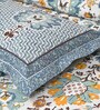 Blue Floral 240 TC CottonKing Sized Bedsheet With 2 Pillow Covers 