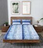 Blue Floral 240 TC Cotton King Sized Bed Sheets with 2 Pillow Covers