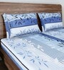 Blue Floral 240 TC Cotton King Sized Bed Sheets with 2 Pillow Covers
