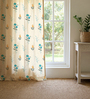 Blue Cotton Floral 7 Ft Eyelet Door Curtains (Set Of 2)