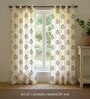 Blue Cotton Floral 8 Ft Eyelet Door Curtains (Set Of 2)
