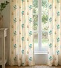 Blue Cotton Floral 8 Ft Eyelet Door Curtains (Set Of 2)