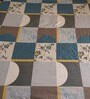 Blue Floral 270 TC Polcotton Queen Sized  Fitted Double Bedsheet with 2 Pillow Covers Luxury Series Collection