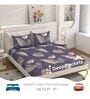 Blue Floral 280 TC Cotton Blend Fitted Queen Bedsheet with 2 Pillow Covers
