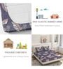 Blue Floral 280 TC Cotton Blend Fitted Queen Bedsheet with 2 Pillow Covers