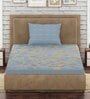 Blue Floral 300 TC 100% Cotton Single Bed Sized Bed Sheets With 1 Pillow Cover