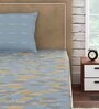 Blue Floral 300 TC 100% Cotton Single Bed Sized Bed Sheets With 1 Pillow Cover