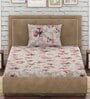 Blue Floral 300 TC 100% Cotton Single Bed Sized Bed Sheets With 1 Pillow Cover