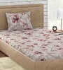 Blue Floral 300 TC 100% Cotton Single Bed Sized Bed Sheets With 1 Pillow Cover