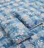 Blue Floral 300 TC Cotton Blend King Size Double Bedsheet with 2 Pillow Covers
