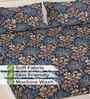 Blue Floral 300 TC Cotton Blend King Size Double Bedsheet with 2 Pillow Covers