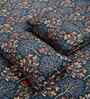 Blue Floral 300 TC Cotton Blend King Size Double Bedsheet with 2 Pillow Covers