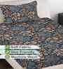 Blue Floral 300 TC Cotton Blend Single Bedsheet with 1 Pillow Cover