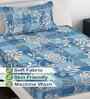 Blue Floral 300 TC Cotton Blend Single Bedsheet with 1 Pillow Cover