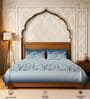 Blue Floral 300 TC Cotton Double Bedsheet with 2 Pillow Covers
