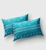 Blue Floral 390 TC Cotton Double Queen Bedsheet With 2 Pillow Covers