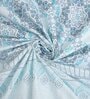 Blue Floral 390 TC Cotton Double Queen Bedsheet With 2 Pillow Covers