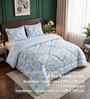 Blue Floral 4 Pcs Comforter Set With Queen Size Bedsheet With 2 Pillow Covers