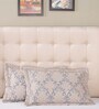 Blue Floral 400 TC 20X30 Inches Pillow Sham (Set of 2) Grandeur Collection