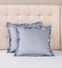 Blue Floral 400 TC 24X24 Inches Pillow Covers (Set of 2) Grandeur Collection