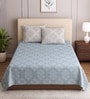 Blue Floral 400 TC Single Bedsheet with 2 Pillow Covers Luxury Series Collection