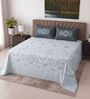 Blue Floral 400 TC Super King Size Bedsheet with 2 Pillow Covers Luxury Series Collection