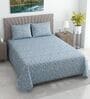 Blue Floral 400 TC Cotton Double Queen Size Bedsheet With 2 Pillow Covers