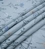 Blue Floral 400 TC Cotton Double Queen Size Bedsheet With 2 Pillow Covers