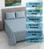 Blue Floral 400 TC Cotton Double Queen Size Bedsheet With 2 Pillow Covers