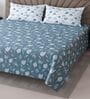 Blue Floral 400 TC Cotton Super King Bedsheet with 2 Pillow Covers Luxury Series Collection