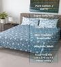 Blue Floral 400 TC Cotton Super King Bedsheet with 2 Pillow Covers Luxury Series Collection