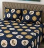 Blue Floral 400 TC Cotton Superking Size Bedsheet With 2 Pillow Covers