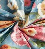 Blue Floral 7D King Size Cotton Blend Double Bedsheet with 2 Pillow Covers