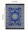 Blue Floral Chenile 5 X 7 Feet Machine Made Carpet
